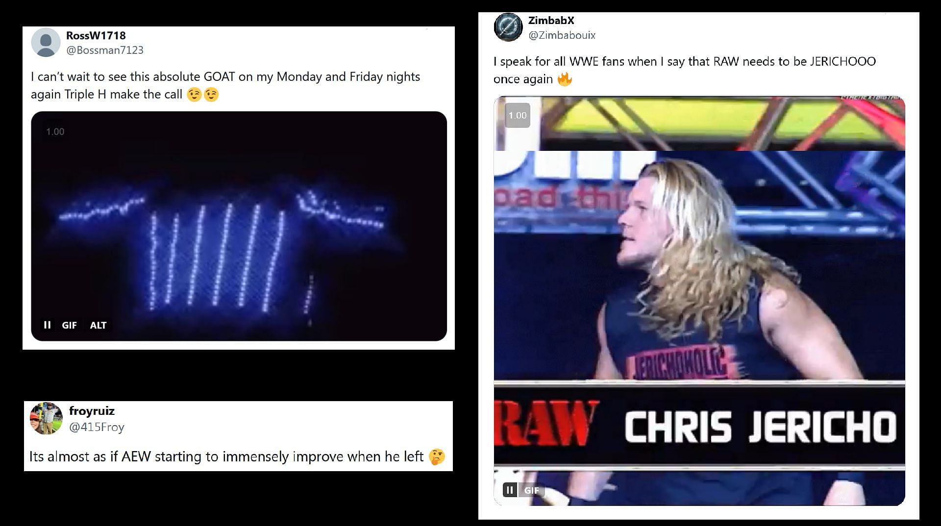 Fan reactions to reports on Chris Jericho's AEW status (Photo Credits: @WrestlePurists on X)
